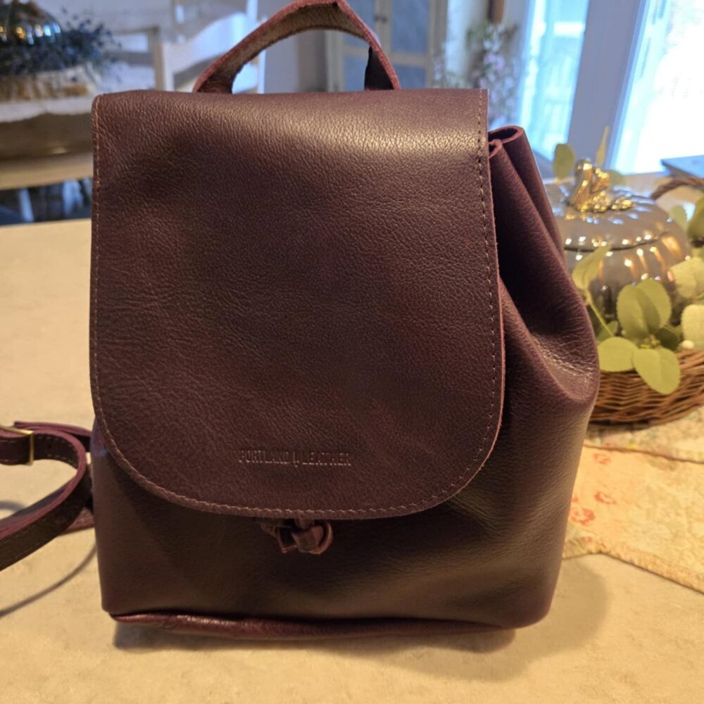 Portland Leather -  Bucket Backpack - Plum